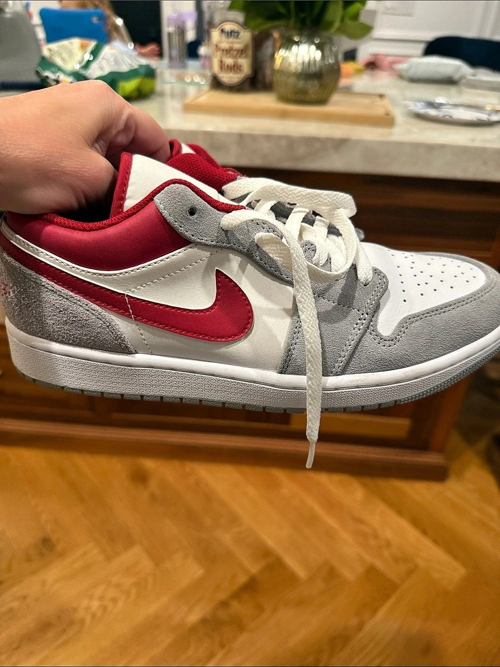 Nike Air Jordan 1 Low Sneakers in White & Red